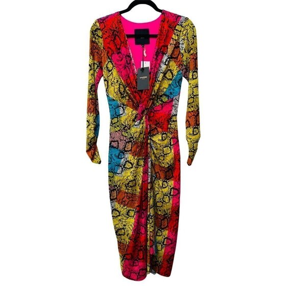 Le Superbe Baller Snake Print Long Sleeve Dress, Size S Multi Color NWT w/Flaw - Picture 2 of 12